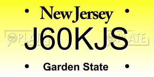J60KJS New Jersey License Plate