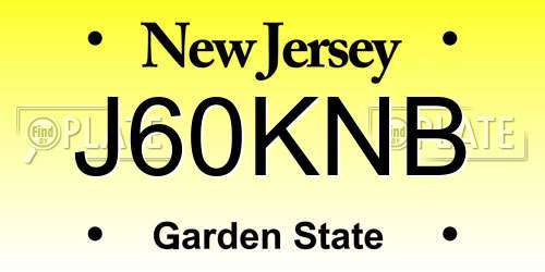 J60KNB New Jersey License Plate