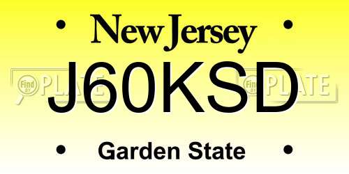 J60KSD New Jersey License Plate