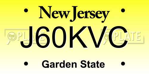 J60KVC New Jersey License Plate
