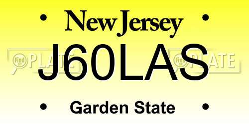 J60LAS New Jersey License Plate