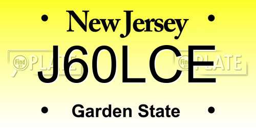 J60LCE New Jersey License Plate