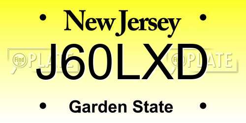 J60LXD New Jersey License Plate