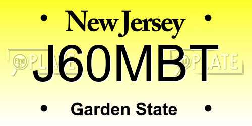 J60MBT New Jersey License Plate