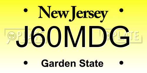 J60MDG New Jersey License Plate
