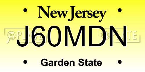 J60MDN New Jersey License Plate