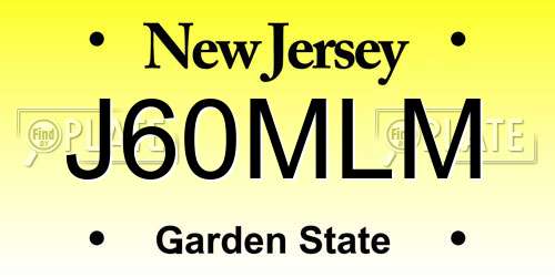 J60MLM New Jersey License Plate