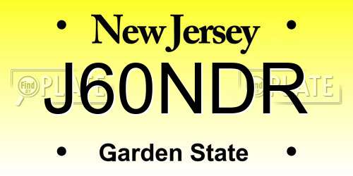 J60NDR New Jersey License Plate