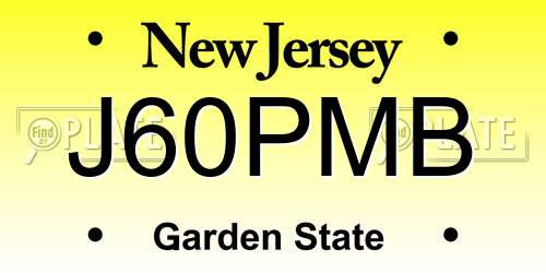 J60PMB New Jersey License Plate