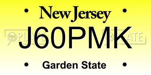 J60PMK New Jersey License Plate