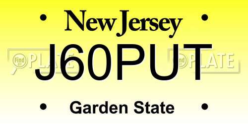 J60PUT New Jersey License Plate