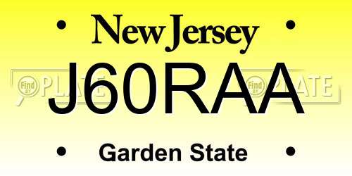 J60RAA New Jersey License Plate