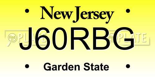 J60RBG New Jersey License Plate