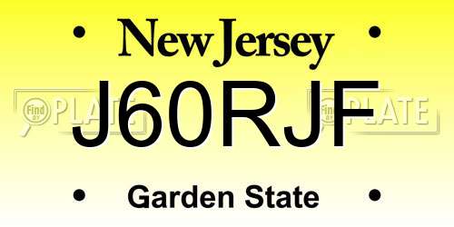 J60RJF New Jersey License Plate