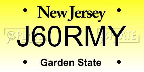 J60RMY New Jersey License Plate