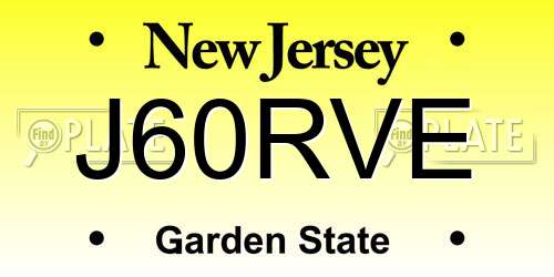 J60RVE New Jersey License Plate