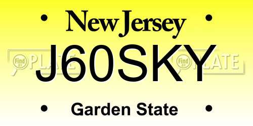 J60SKY New Jersey License Plate