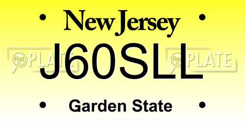 J60SLL New Jersey License Plate