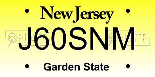 J60SNM New Jersey License Plate
