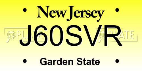 J60SVR New Jersey License Plate