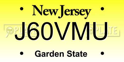 J60VMU New Jersey License Plate