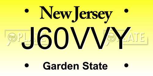 J60VVY New Jersey License Plate