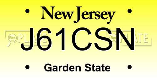 J61CSN New Jersey License Plate