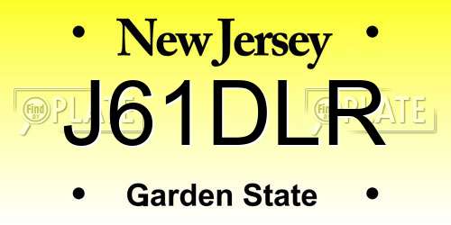J61DLR New Jersey License Plate