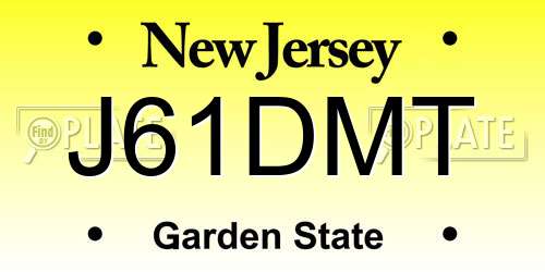 J61DMT New Jersey License Plate