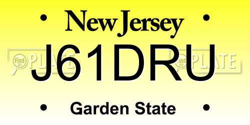 J61DRU New Jersey License Plate