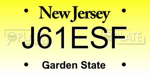 J61ESF New Jersey License Plate