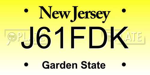 J61FDK New Jersey License Plate