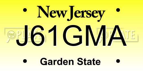 J61GMA New Jersey License Plate