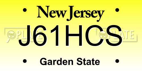 J61HCS New Jersey License Plate