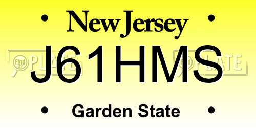 J61HMS New Jersey License Plate