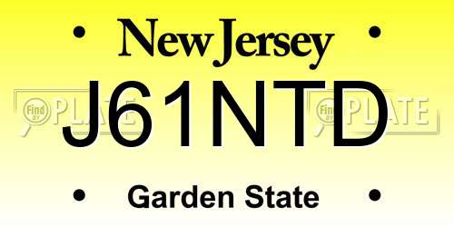 J61NTD New Jersey License Plate