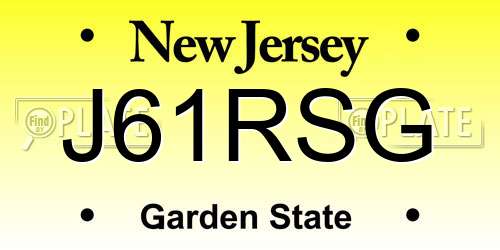 J61RSG New Jersey License Plate