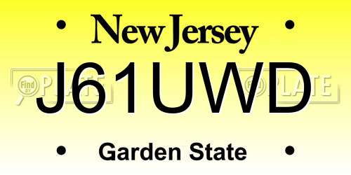 J61UWD New Jersey License Plate