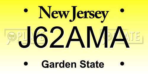 J62AMA New Jersey License Plate