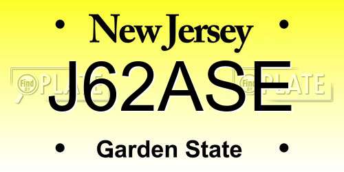 J62ASE New Jersey License Plate