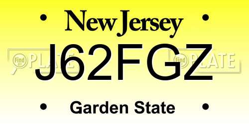 J62FGZ New Jersey License Plate