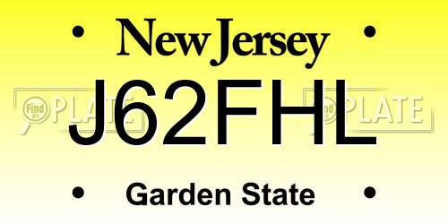 J62FHL New Jersey License Plate