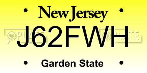 J62FWH New Jersey License Plate