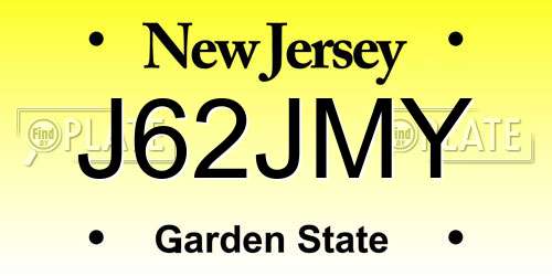 J62JMY New Jersey License Plate