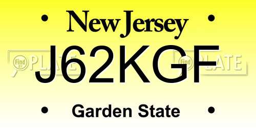 J62KGF New Jersey License Plate
