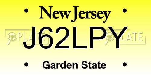 J62LPY New Jersey License Plate
