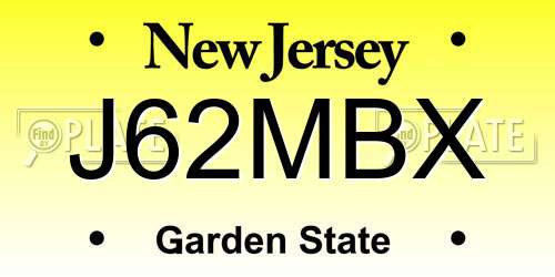 J62MBX New Jersey License Plate
