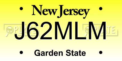 J62MLM New Jersey License Plate
