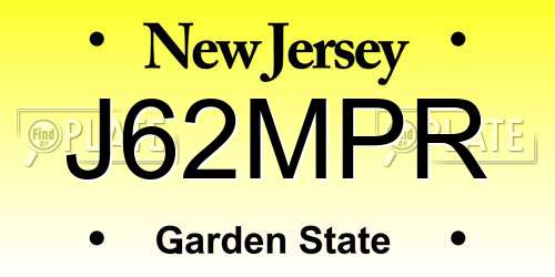 J62MPR New Jersey License Plate