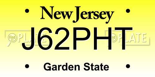 J62PHT New Jersey License Plate